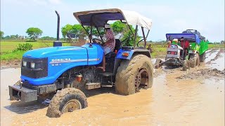 Sonalika Di 60 Rx Pulling Eicher 242 Stuck In Mud Very Badly With Trolley