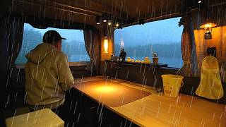 [169]大雨の車中泊旅｜土砂降りの雨の中、アヒル親分と一夜を過ごしくつろぐ｜ハイエース車中泊｜ASMR