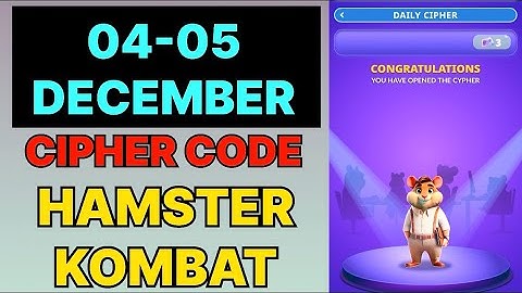 Hamster Kombat Daily Cipher | Hamster Kombat Daily Cipher Today 04 December | Hamster Kombat Cipher 