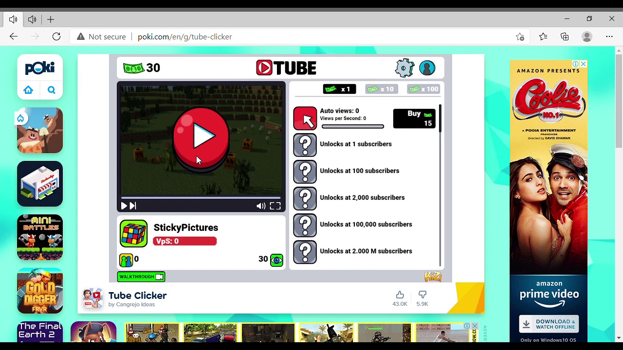 TUBE CLICKER Play Tube Clicker on Poki and 1 more page Profile 1