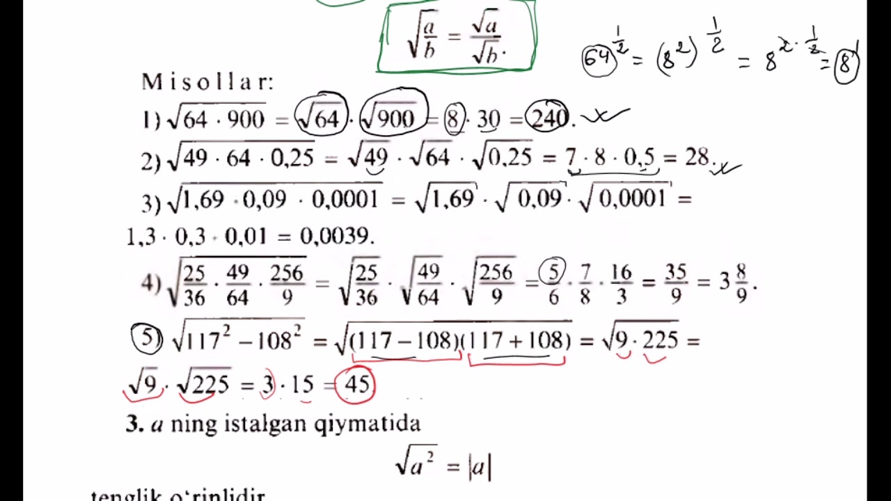 ARIFMETIK KVADRAT ILDIZ XOSSALARI