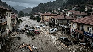 Turkey chaos today..!! Historic flood hit Hatay Province, sweeping away cars and bridges