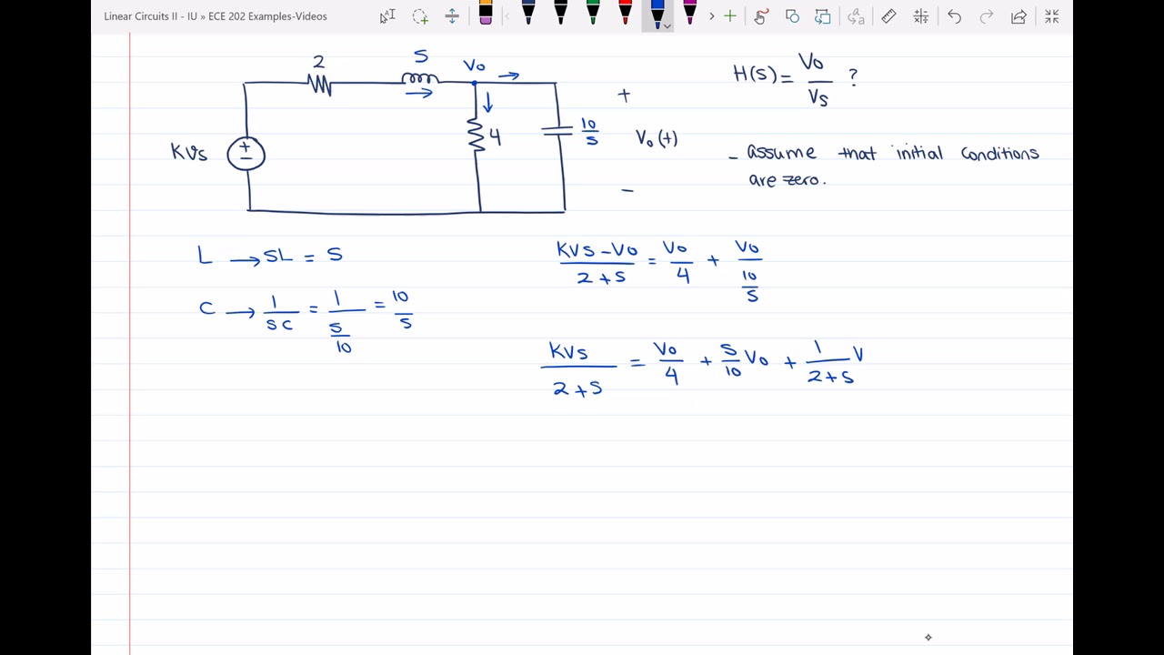 Finding The Transfer Function Of A Circuit Youtube