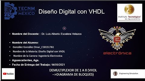 Diseño Digital en (VHDL) DEMULTIPLEXOR DE 1 A 8 (VHDL DIAGRAMA DE BLOQUES)Elec.  González Omar