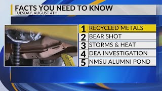 KRQE Newsfeed: Recycled metals, Bear shot in ABQ neighborhood, Storms and heat, DEA investigation, N