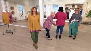 LOGO Lounge by Lori Goldstein Rib Henley Top with Printed Placket on QVC