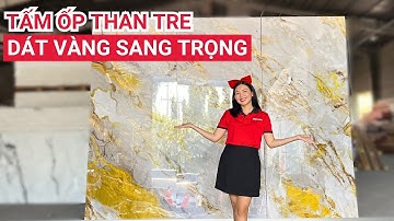 Tấm ốp than tre liền vân đá dát vàng hiện đại | Tấm ốp đa năng sợi than tre