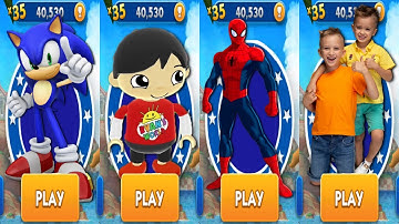 Sonic Dash vs Tag with Ryan PJ Masks Catboy vs Vlad and Niki Run vs Spiderman Hero Run - Gameplay