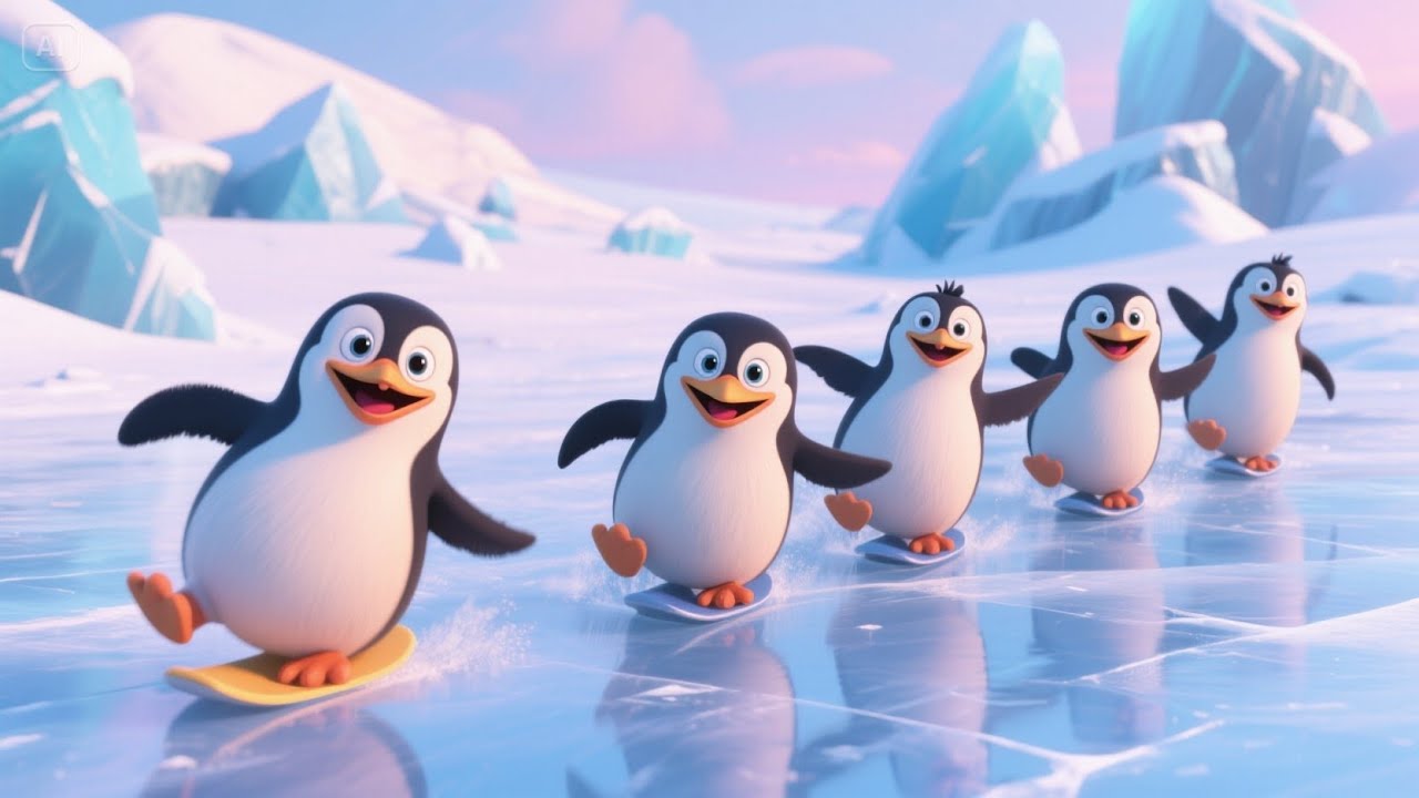 Five Little Penguins on the Ice | Fun Counting Song for Kids | Arctic ...