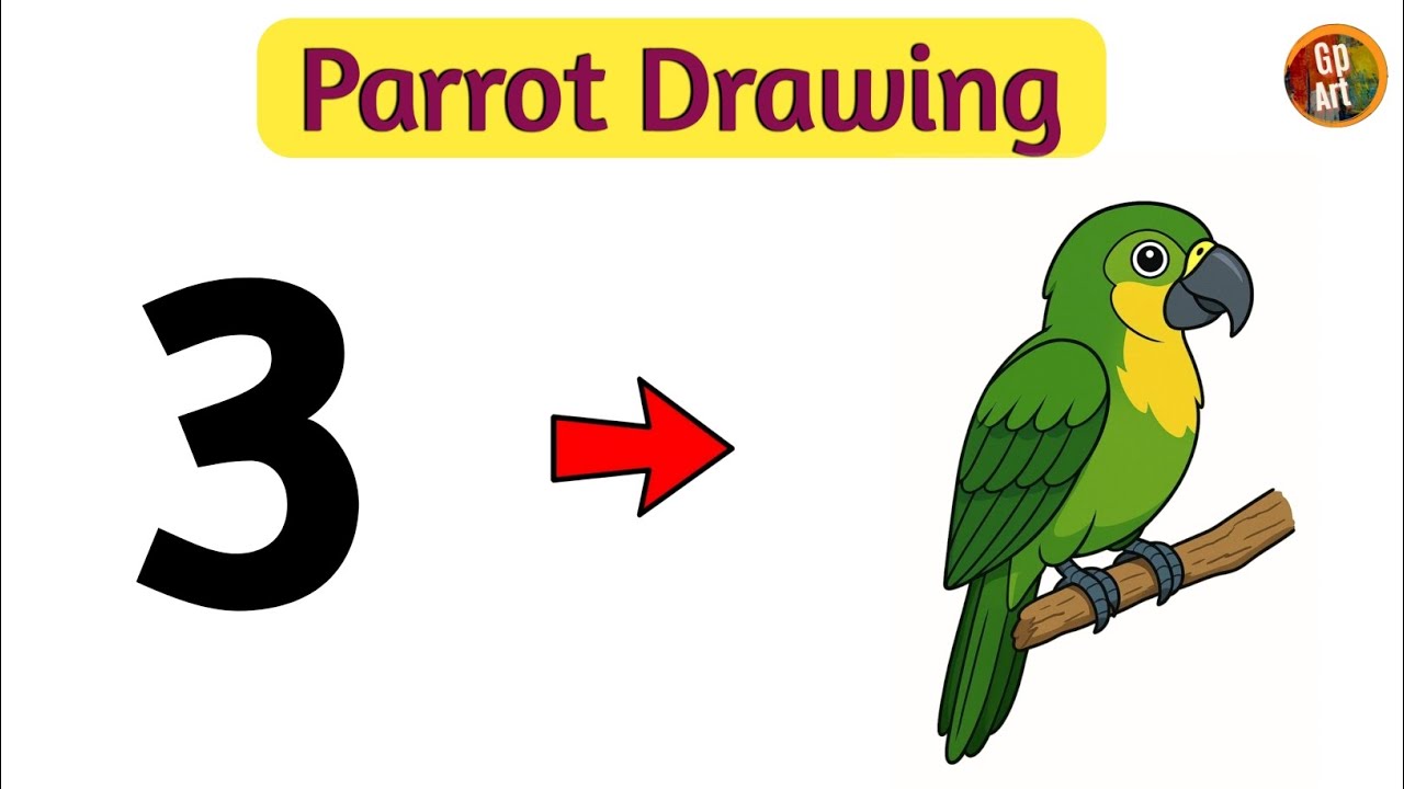 How to draw a parrot using number 3 🦜 | how to draw a parrot easy | Parrot drawing easy |
