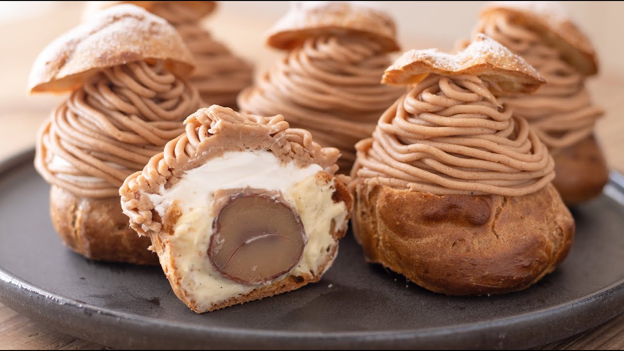 ⁣モンブラン・シュークリームの作り方 Mont Blanc Cream Puffs：Chou à la crème｜HidaMari Cooking