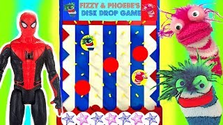 Spiderman Far from Home Plays Fizzy and Phoebe's Disk Drop Game