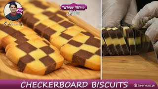 HOW TO MAKE CHECKERBOARD BISCUITS| PROFESSIONAL CHOCOLATE AND VANILLA CHECKERBOARD RECIPE 4K