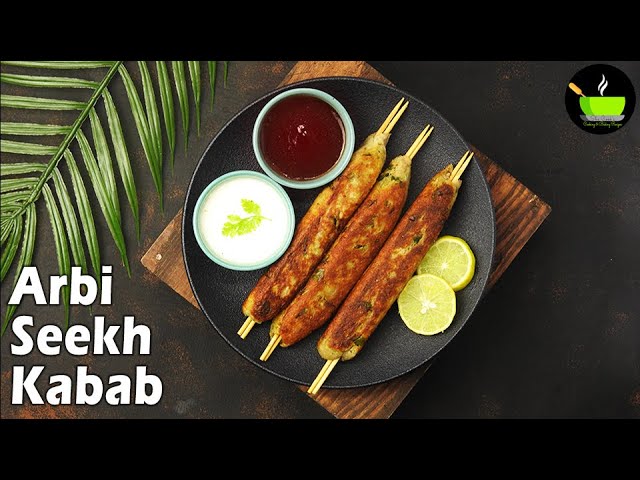 Arbi Seekh Kabab | Taro Root Seekh Kabab Recipe | Fasting Recipes | Vrat Recipes | Navratri  Recipes | She Cooks