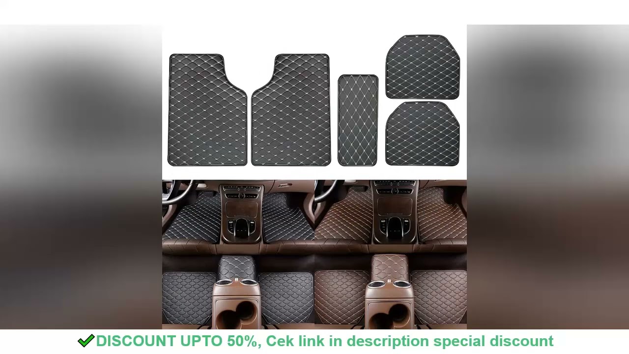 5 PCS PU Leather Car Floor Mats Waterproof and Dustproof Car Floor Mats Set Protective Mats