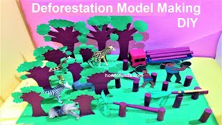 deforestation model 3d making using cardboard | science project concept | diy | howtofunda