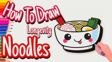 How To Draw Longevity Noodles 🍜 | easy painting for kids👩🏻‍🎨🎨