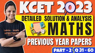 KCET 2023 Maths Part 2 - Previous Year Question Papers with Solutions #kcetpyq
