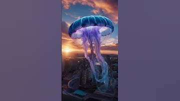 Floating Jellyfish in a Futuristic Sky | Hypnotic Bioluminescence Over a Cityscape #ai #jellyfish