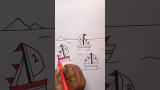 Boat race drawing coloring for kids