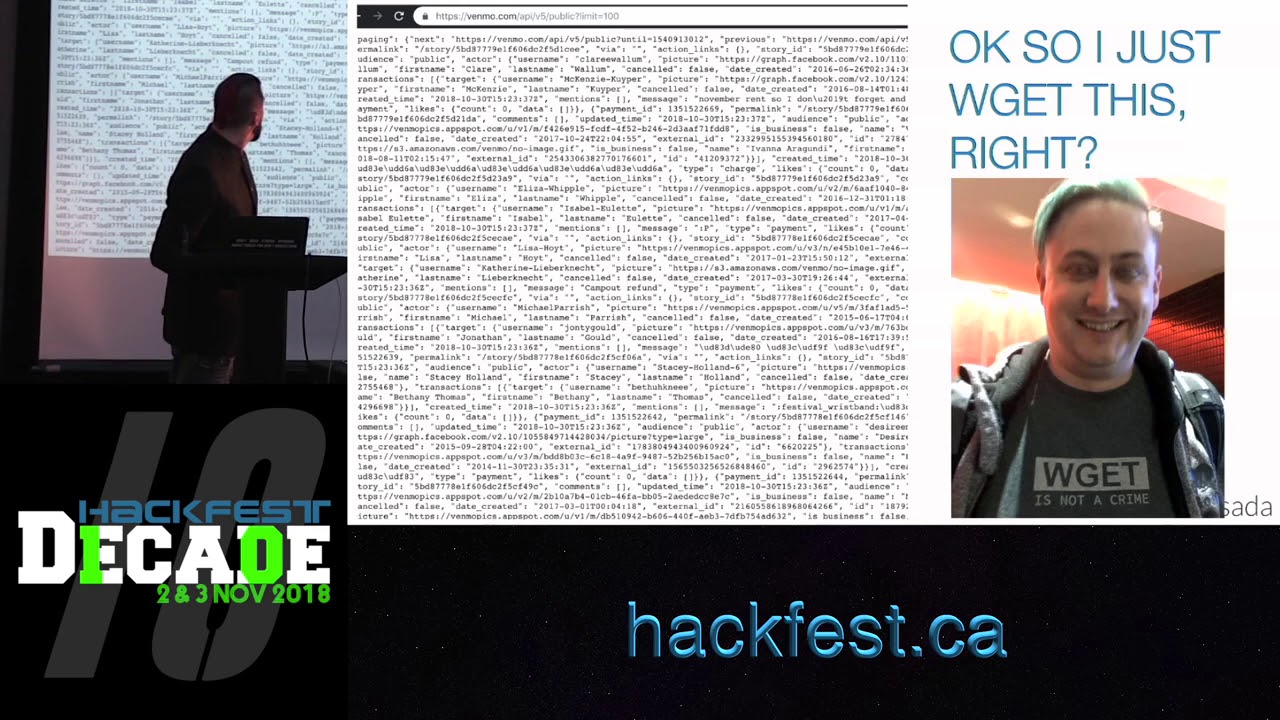 Shut Up and Take My Money: Scraping the Venmo Public Feed @ Hackfest Canada 10 (2018)