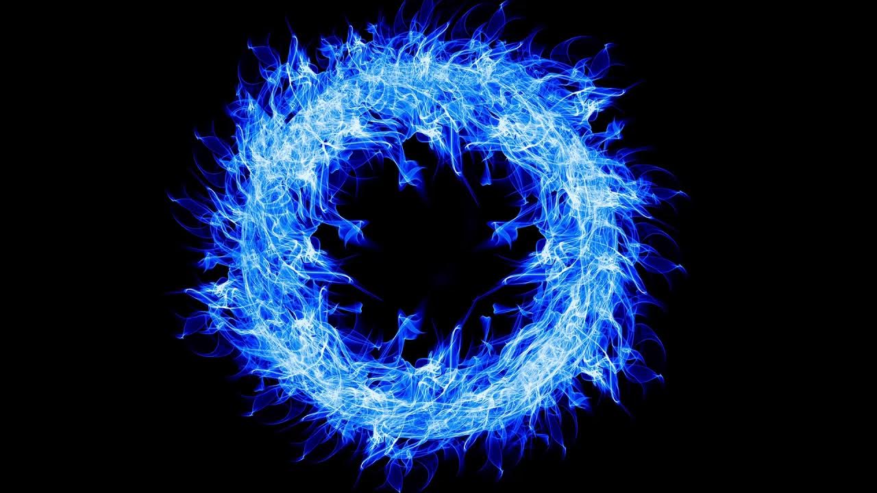 1 HOUR 11 MINUTES BLACK SCREEN WITH BLUE FIRE RING, BLUE FIRE CIRCLE