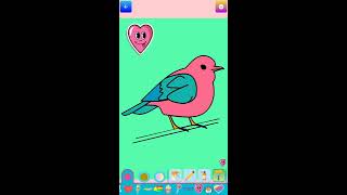 LearnWithFira.com  -  Bird coloring pages 2 with glitter, android coloring game for kids screenshot 2
