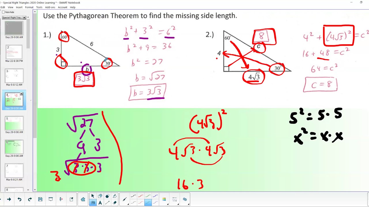 9.2 (Part 1) - Special Right Triangles - 30-60-90 - YouTube