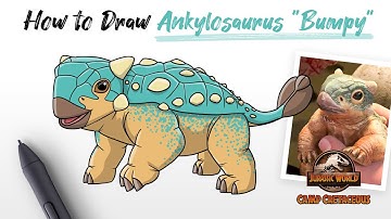How to Draw an Ankylosaurus "Bumpy" dinosaur from Jurassic World Camp Cretaceous easy Step By Step
