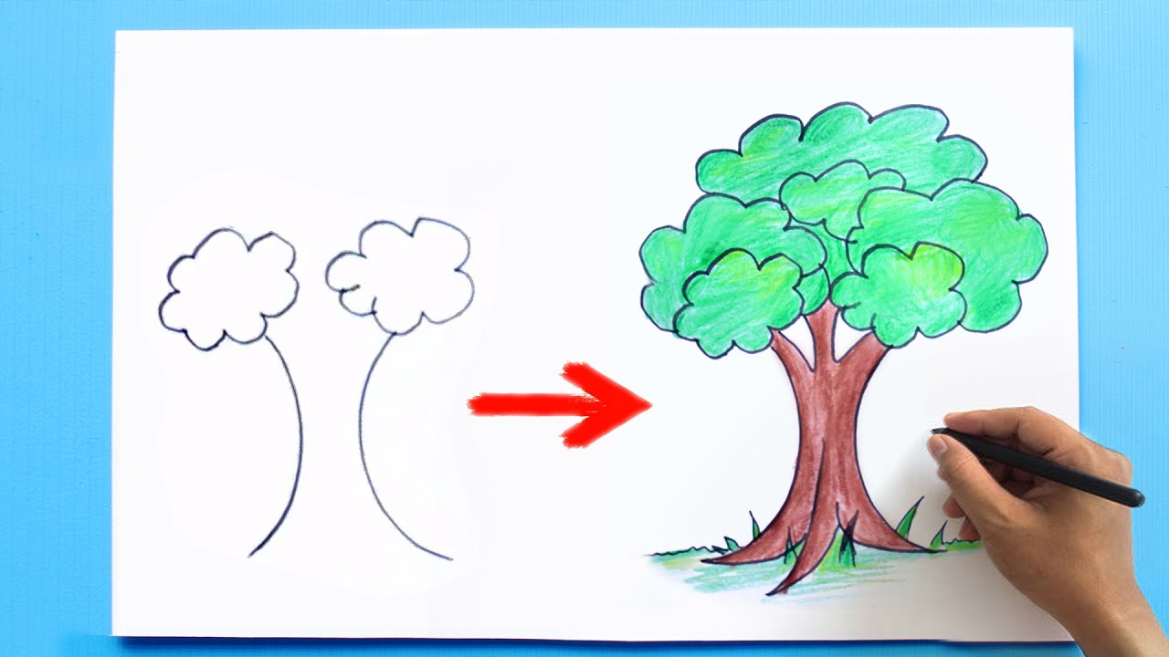 How To Draw A Tree Step By Step Easy ???? #Tree #Drawing - Youtube