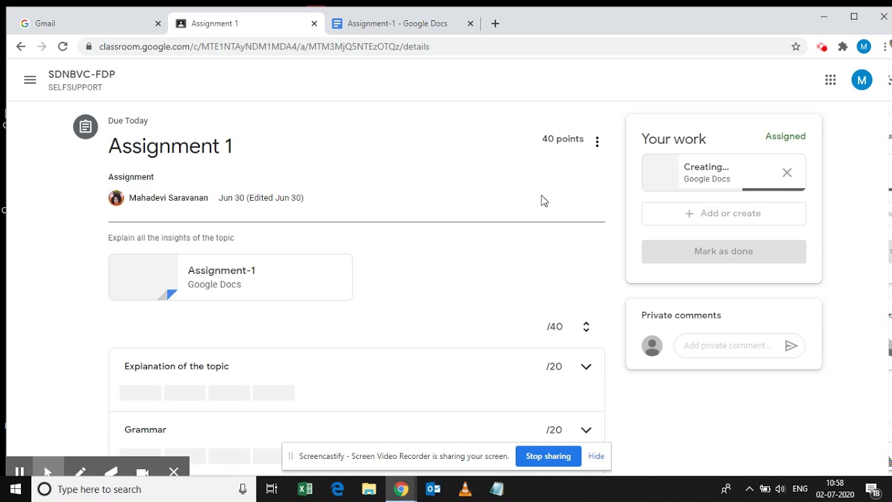 how to make assignment in google docs