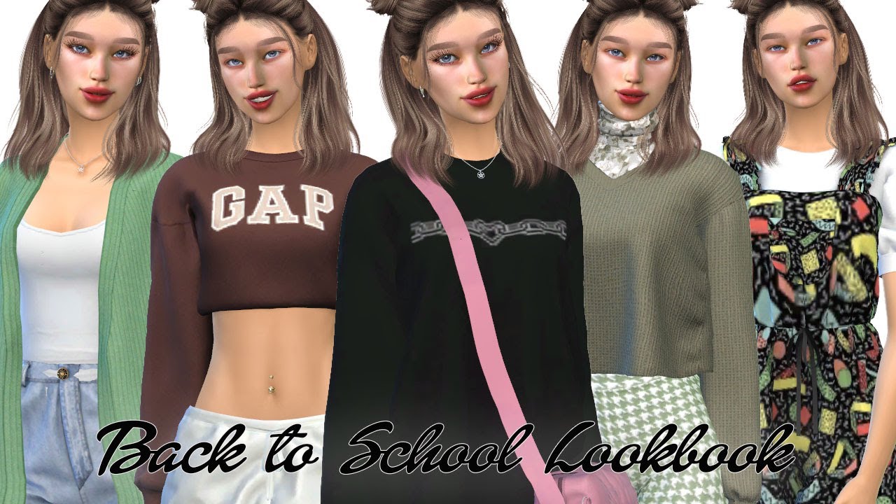 Back to School Lookbook (10 outfits)| SIMS 4 CAS | CC Folder and Sim ...