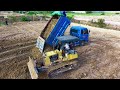 Amazing work bulldozer and dump trucks 5ton great job start new project.!