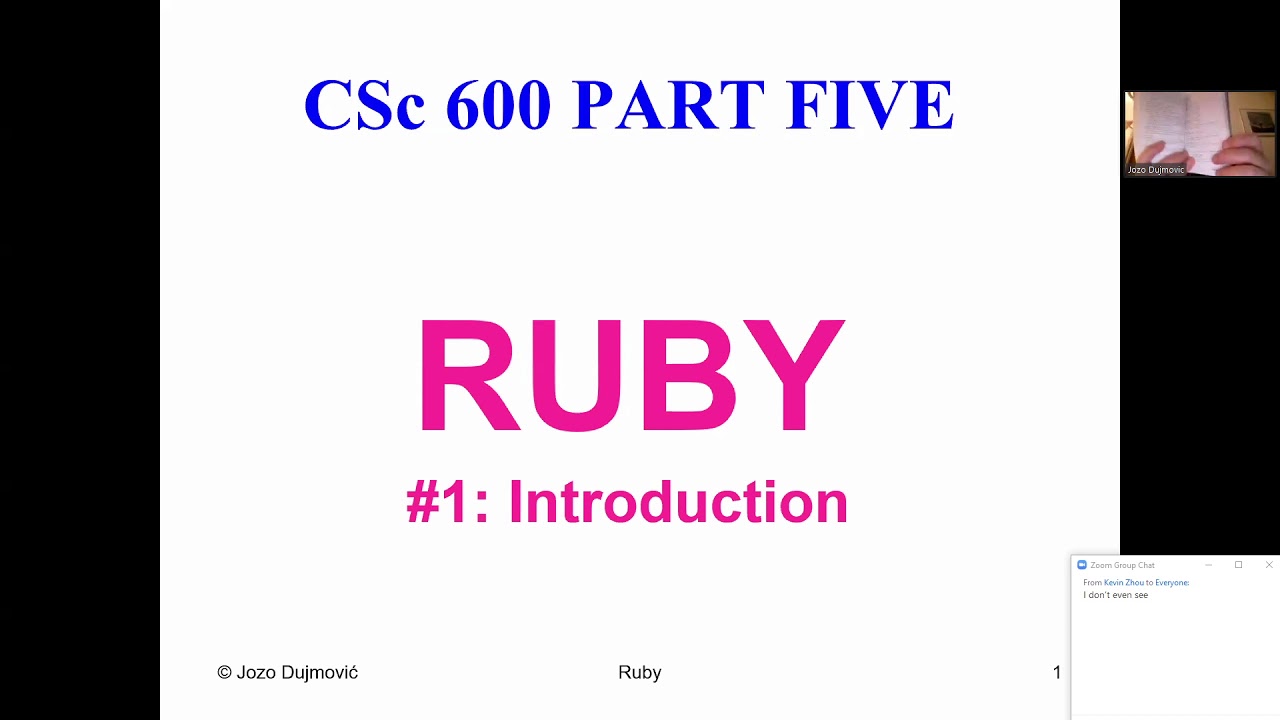 CSC600 11/18/20 | Intro Ruby