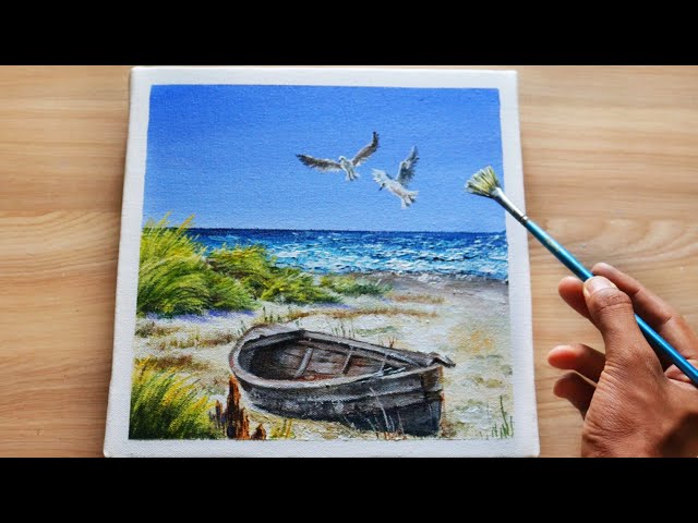 Seascape Acrylic Painting For Beginners Step By Step