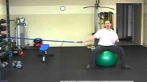 FreeFitnessVideos.com:  Seated Tubing Rotation on a Swiss Ball