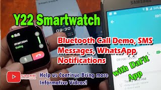 Y22 Smartwatch - Bluetooth Call Demo, SMS Messages, WhatsApp Notifications with Dafit App screenshot 4