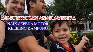 THE FIRST TIME MY AMERICAN WIFE AND CHILD RIDE A MOTORCYCLE AND GO FOR A WALK TO SEE THE RICE FIE...
