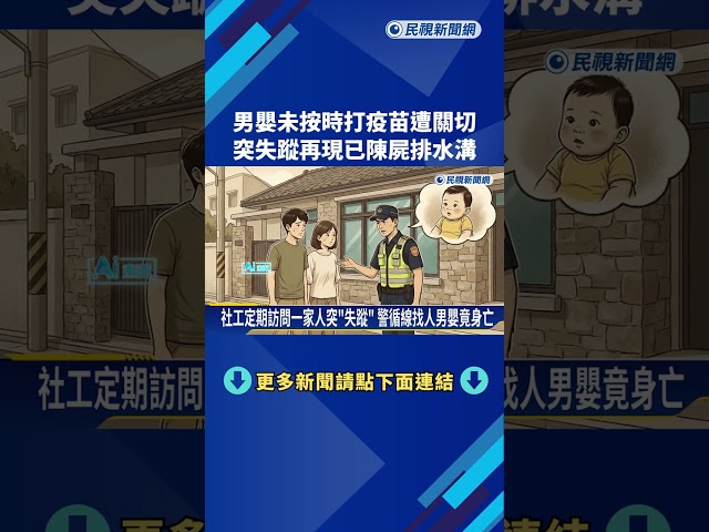 男嬰未按時打疫苗遭關切 突失蹤再現已陳屍排水溝－民視新聞