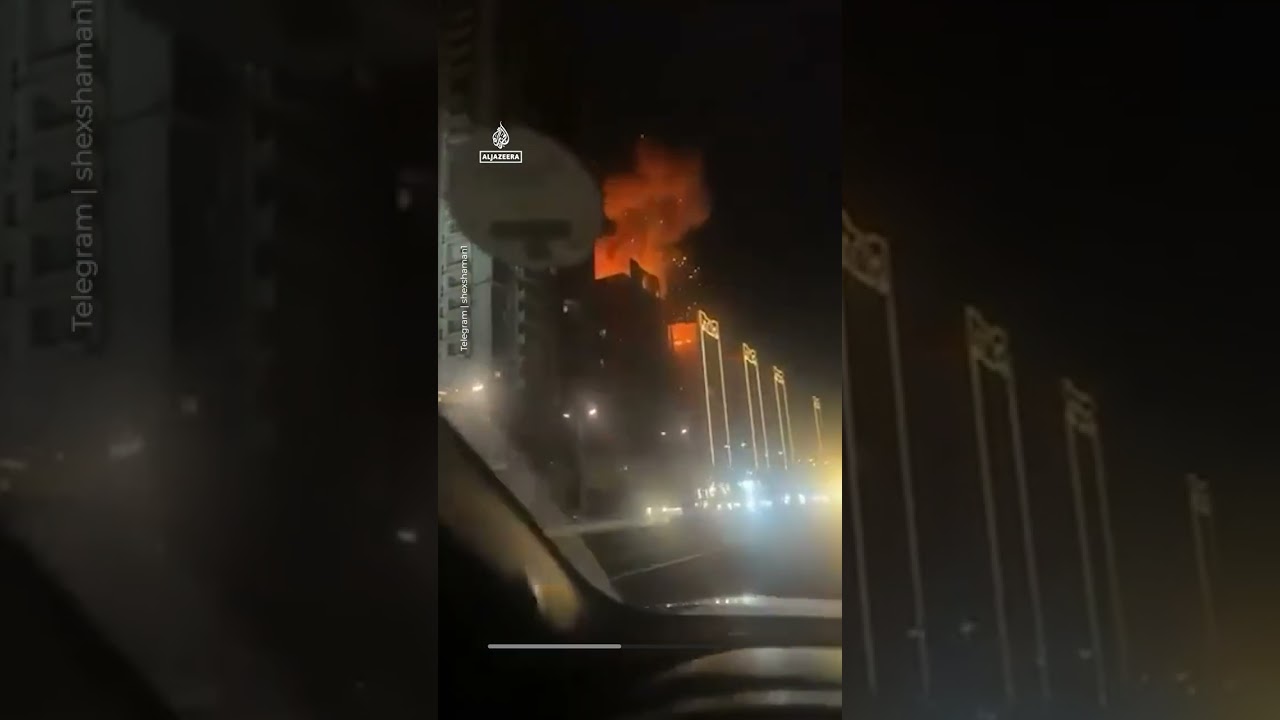 انفجار وحريق في مبنى شاهق في أربيل وسط هجمات إيرانية | AJ #shorts
