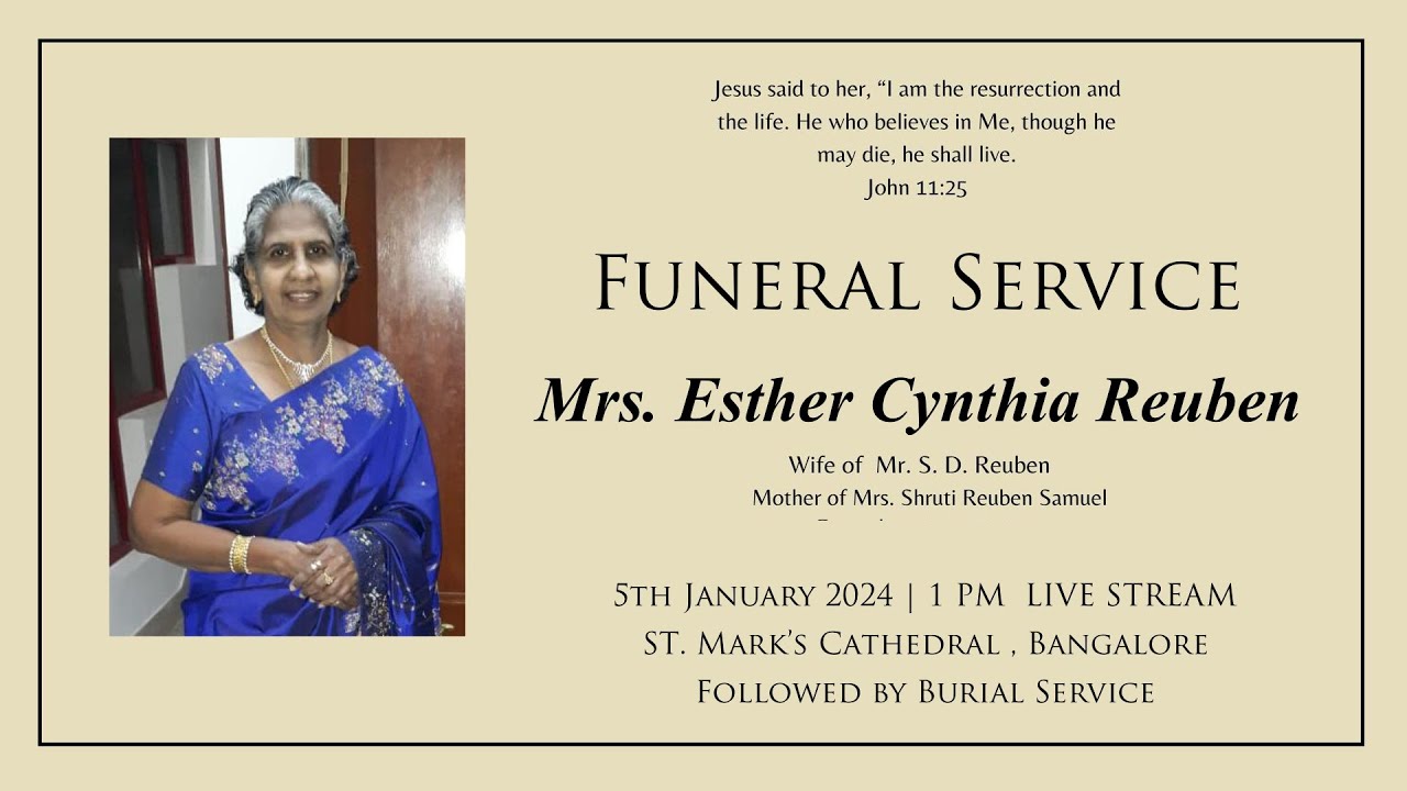 Mrs. ESTHER CYNTHIA REUBEN | FUNERAL SERVICE LIVE STREAM - YouTube