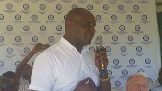 (KEMFSED)coordinator Patrick Mwendwa speak at AECC changamwe in bokole..