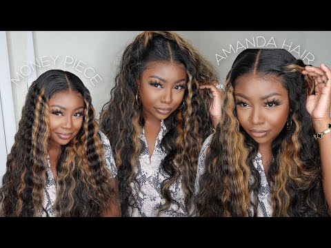 MONEY PIECE 1B-27 HIGHLIGHT BODY WAVE WIG  INSTANT WIG INSTALL  AMANDA HAIR