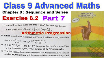 SEBA | Class 9 Advanced Maths Chapter 6 |Exercise 6.2 | Sequence and Series |  Solutions