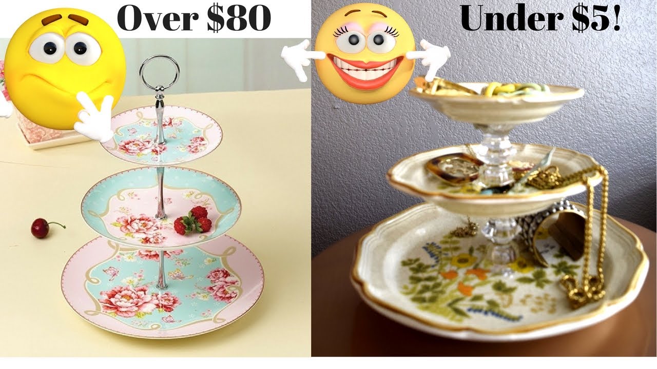 DIY Home Decor 3 Tiered Tray Stand Glam Easy Craft (Dollar Tree