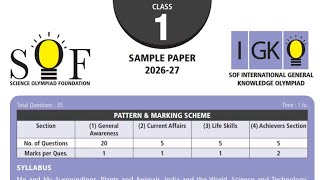 👉 “IGKO Class 1 Sample Paper 😱 | Full Solution 2026 | 100% Score Trick” | General Knowledge Olympiad