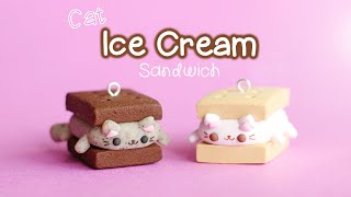 Kawaii Ice Cream Sandwich Cat│Polymer Clay Tutorial @creativerachy