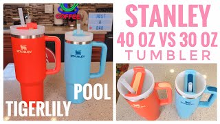 Stanley 30 oz Pool vs 40 oz Tigerlily Quencher H2.0 Flowstate Tumbler with  Handle Comparison 