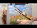 【ASMR】油絵で理想的な花畑を描きたいPart 1　Painting an ideal flower field in oils - Part 1