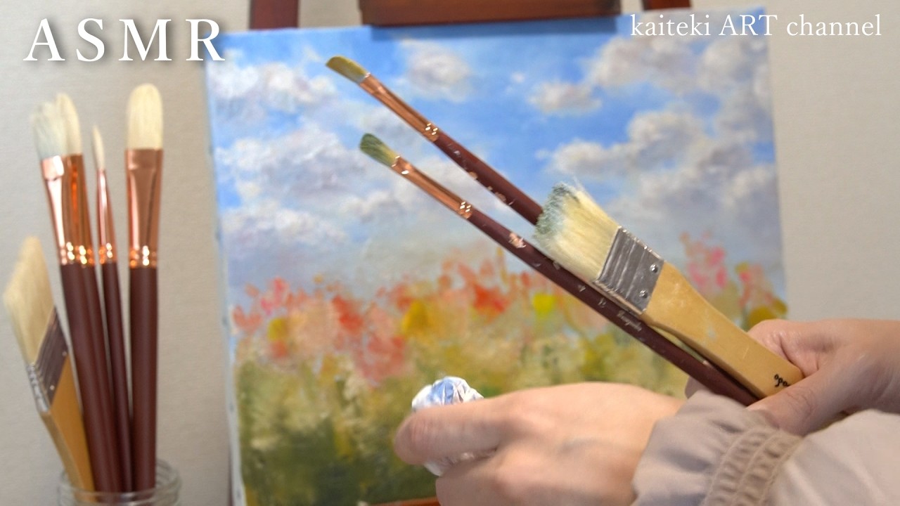 ASMR】油絵で理想的な花畑を描きたいPart 1 Painting an ideal flower